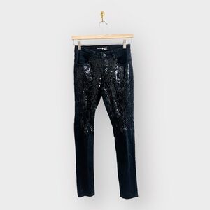 MONKEY RIDE JEANS Black Distressed Sequin Jeans (Sz 3)